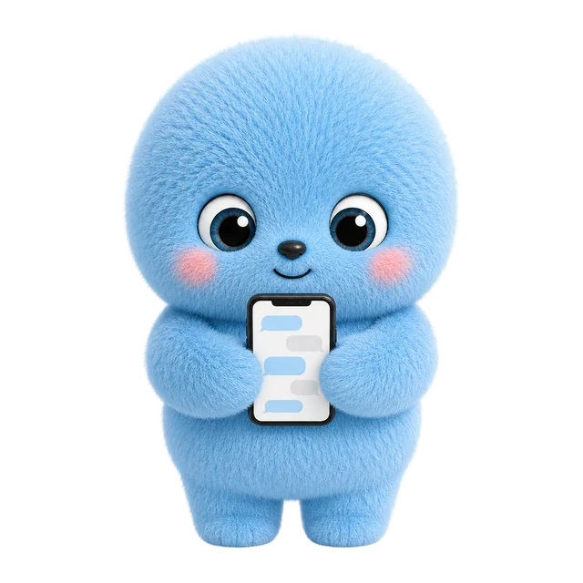 めろまるがスマートフォンでトーク履歴を書き出している